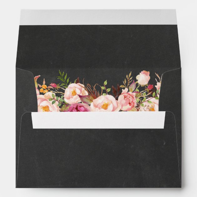 Rustic Chalkboard Vintage Floral 5x7 Wedding Envelope