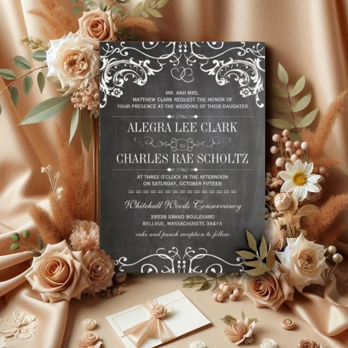 Rustic Chalkboard Vintage Typography Cottagecore Invitation