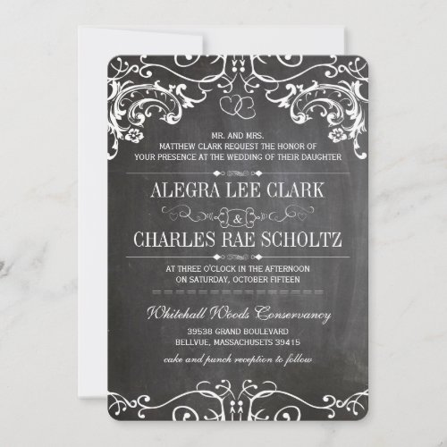 Rustic Chalkboard Vintage Typography  Invitation