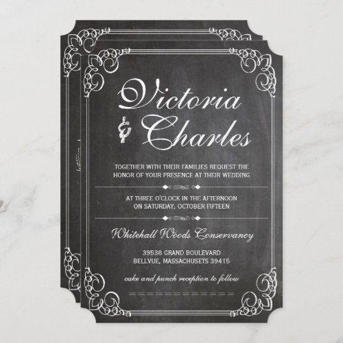 Rustic Chalkboard Vintage Typography Invite