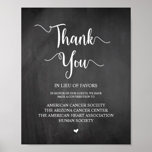 Rustic Chalkboard Wedding Donation Contribution Poster