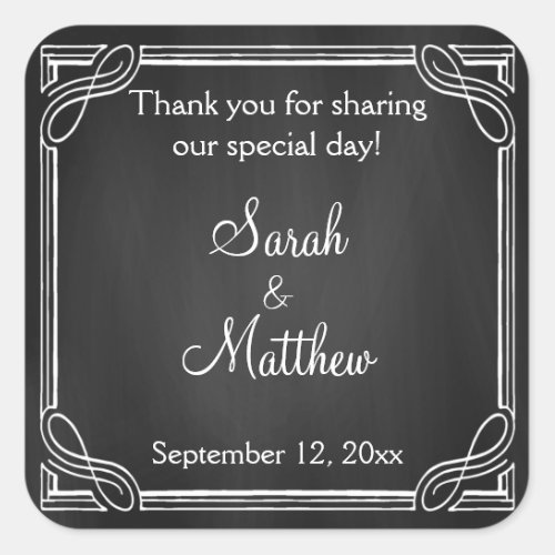 Rustic Chalkboard Wedding Favor Stickers