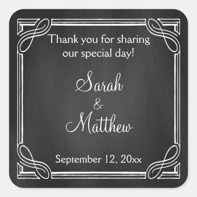 Rustic Chalkboard Wedding Favor Stickers (Front)