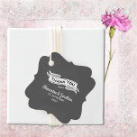 Rustic Chalkboard Wedding Favor Tags<br><div class="desc">Minimalistic rustic wedding thank you sticker in slate gray and white chalk style graphics and lettering. Available on six shapes with couple's names and wedded date, perfect for every kind of chalkboard wedding favor decor touches or thank you tags. Coordinates with the "save the date", wedding invitation and a whole...</div>