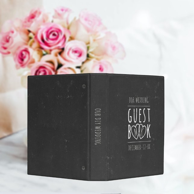 Rustic Chalkboard Wedding Guest Book Alternative Mini Binder (A mini binder perfect for your rustic chalkboard wedding. Add your initials and wedding date)