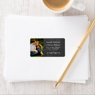 Rustic Chalkboard Wedding Photo Return Address Label
