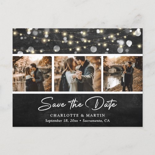 Rustic Chalkboard Wedding Photo Save The Date Announcement Postcard