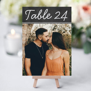 Rustic Chalkboard Wedding Photo Table Number