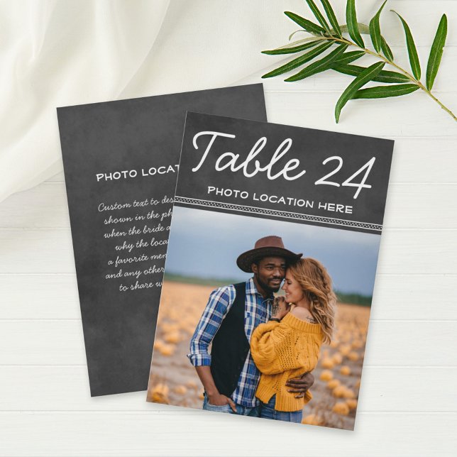 Rustic Chalkboard Wedding Photo Table Number Card (Creator Uploaded)