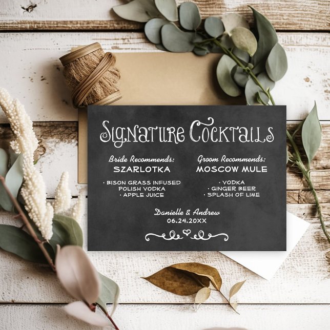 Rustic Chalkboard Wedding Signature Cocktails (Creator Uploaded)