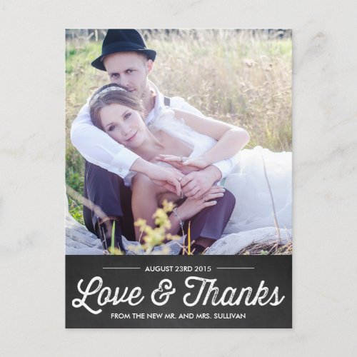 RUSTIC CHALKBOARD  WEDDING THANK YOU POSTCARD