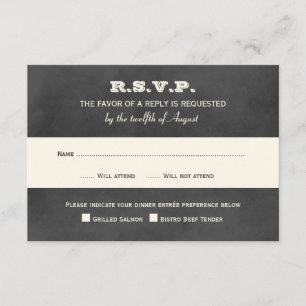 Rustic Chalkboard Wedding Two Meal RSVP Card