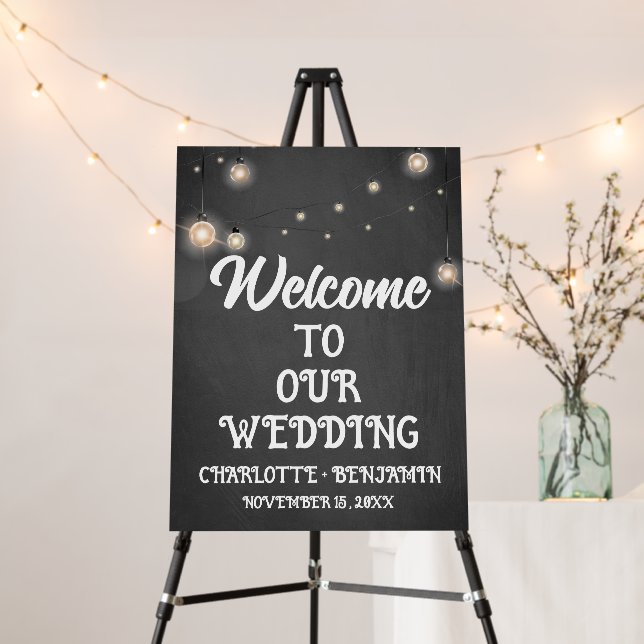 Rustic Chalkboard Welcome To Our Wedding Sign (In Situ (Stand))