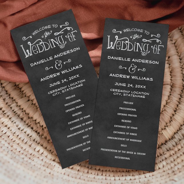 Rustic Chalkboard Welcome Wedding Ceremony Program (Creator Uploaded)