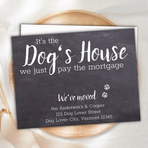 Rustic Chalkboard Weve Moved Dog Moving Announcement Postcard