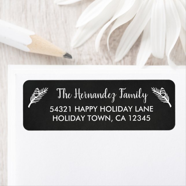 Rustic Chalkboard Winter Holiday Pine Address Label (Insitu)