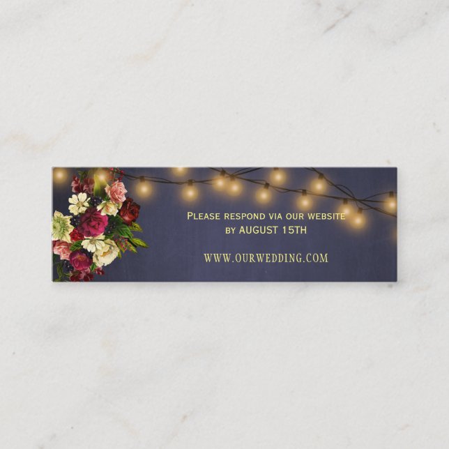Rustic chalkboard winter wedding website RSVP Mini Business Card (Front)