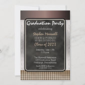 Rustic Chalkboard | Wood Graduation Party Invitation (Front)