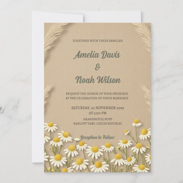 Rustic Chamomile Wedding Invitation (Front)