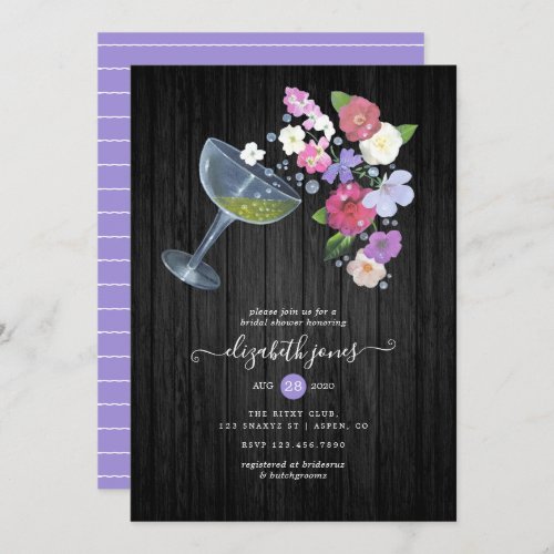 Rustic Champagne floral Bridal Shower Invitation