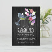 Rustic Champagne floral Garden Party Invitation (Standing Front)