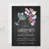 Rustic Champagne floral Garden Party Invitation (Front)