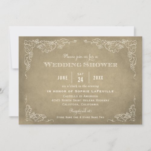 Wedding Shower Invitation | Vintage Vineyard Custom Invite