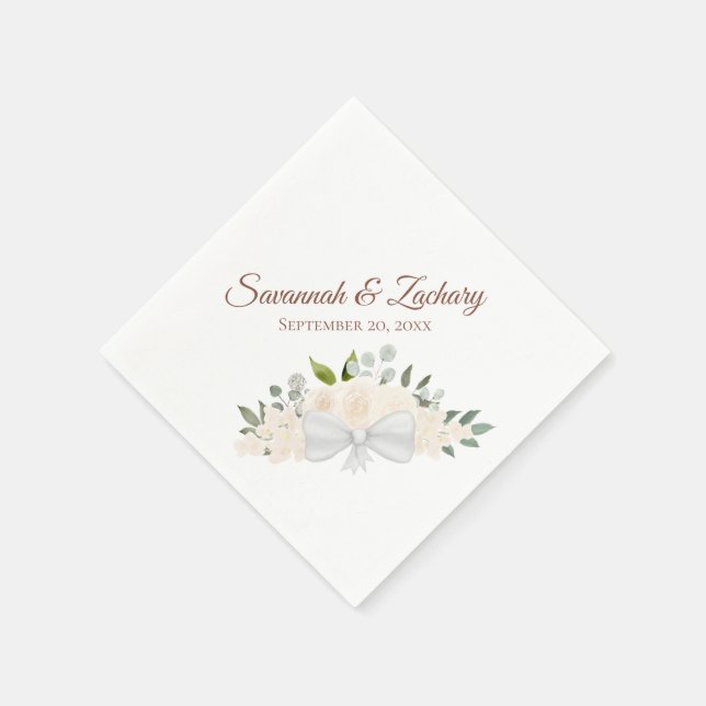 Rustic Champagne Peach Watercolor Floral Wedding Napkins (Corner)