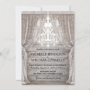 Rustic Chandelier Barn Drapery Wedding Invitation