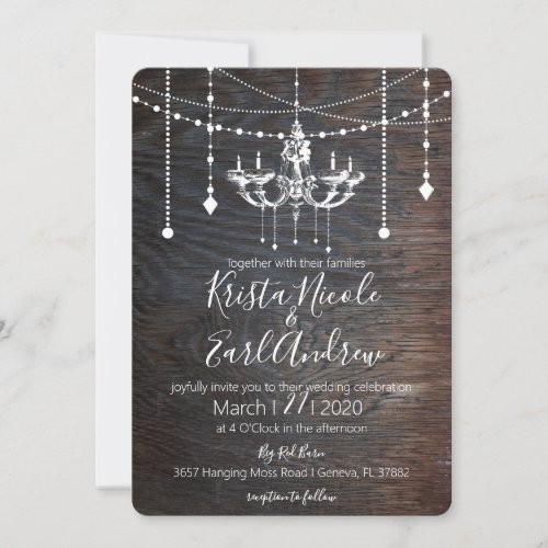 Rustic Chandelier County Wedding Invitations