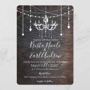 Rustic Chandelier County Wedding Invitations
