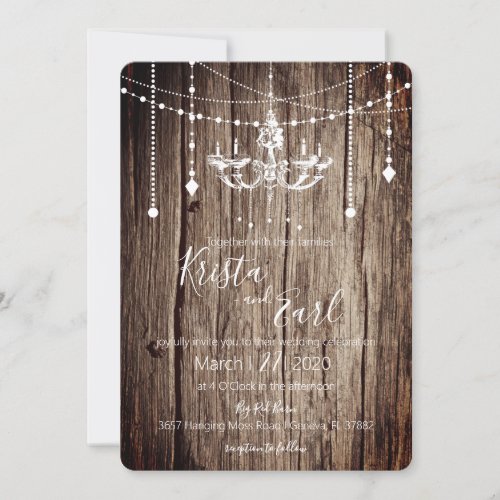 Rustic Chandelier County Wedding Invitations