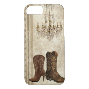 Rustic Chandelier Western country cowboy boots iPhone 8/7 Case
