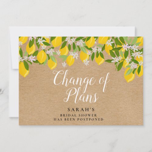 Rustic Change of Plans Bridal Shower Lemons Save The Date