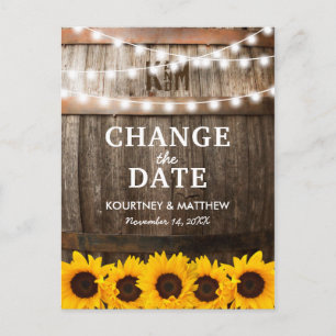 Rustic Change the Date Event Postponed Announcement Postcard