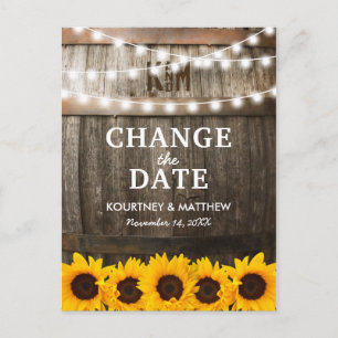 Rustic Change the Date   Event Postponed Announcement Postcard