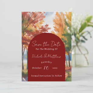 Rustic Changing of the Leaves Save the Date Invitation