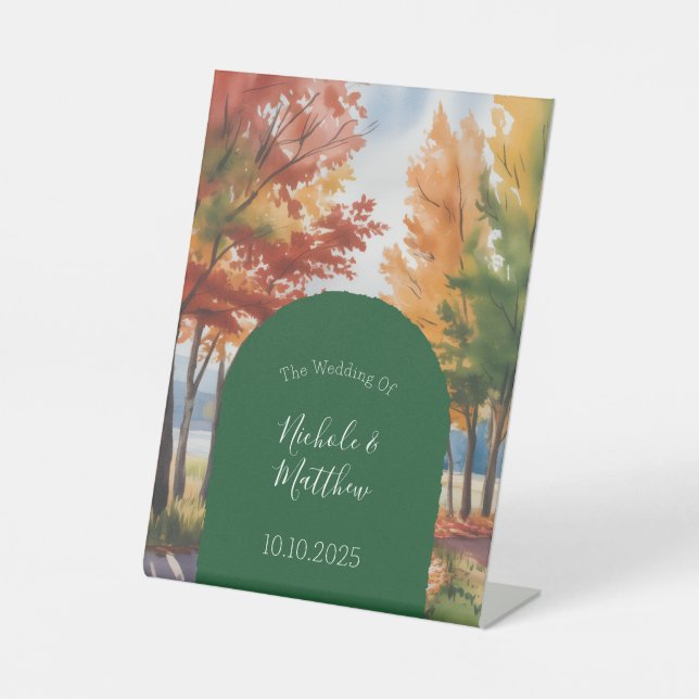 Rustic Changing of the Leaves Wedding  Pedestal Sign (Front)