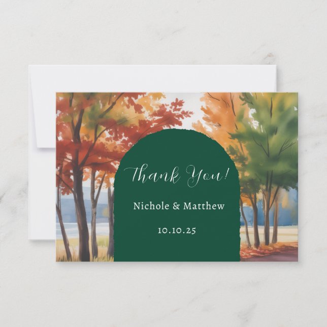 Rustic Changing of the Leaves Wedding Thank You Card (Front)