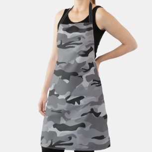 Rustic Charcoal Black and Gray Camo Pattern Apron