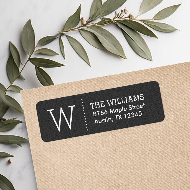 Rustic Charcoal Custom Monogram Return Address Label (Creator Uploaded)
