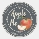 Rustic Charcoal Gray Homemade Apple Pie Classic Round Sticker