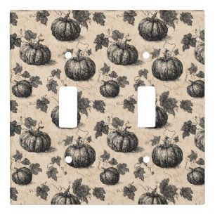 Rustic Charcoal Pumpkin and Vine Fall Light Switch Cover