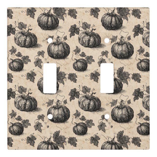 Rustic Charcoal Pumpkin and Vine Fall Light Switch Cover (Front)
