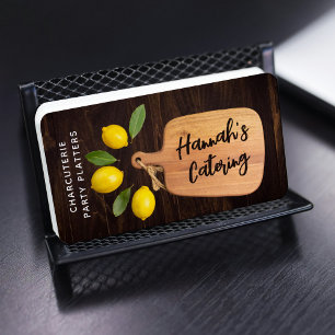 Rustic Charcuterie Catering Lemon Wood QR Code Business Card