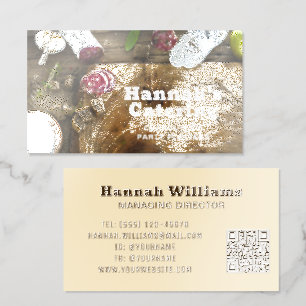 Rustic Charcuterie Catering Wood Photo Raised Spot UV Business Card