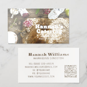 Rustic Charcuterie Catering Wood Photo Raised Spot UV Business Card