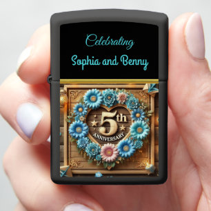 Rustic Charm: 5th Anniversary Floral Elegance Zippo Lighter