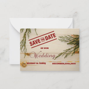 Rustic Charm: A Wood-Textured Save the Date Note Card