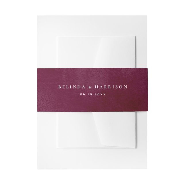Rustic Charm Burgundy and Merlot Wedding Invitation Belly Band (Front Example)